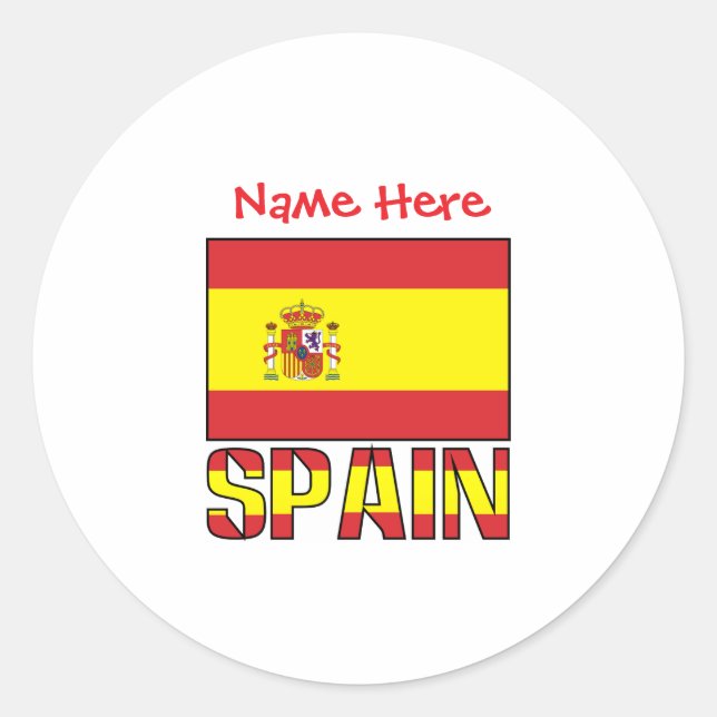 Personalised Spain Flag Heritage Design Classic Round Sticker (Front)