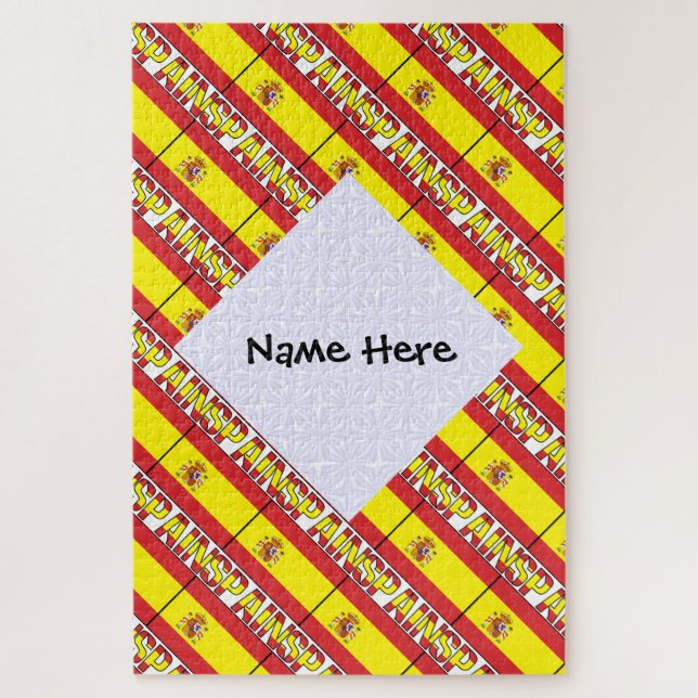 Personalised Spain Flag Tiled Jigsaw Puzzle (Vertical)