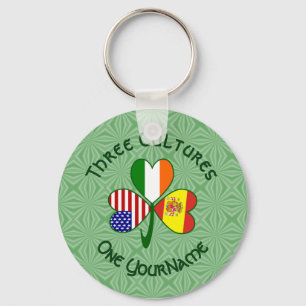 Personalised Spain Ireland USA Shamrock Key Ring