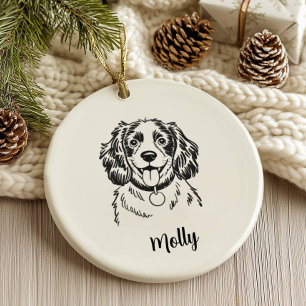 Personalised Spaniel Dog Christmas Ceramic Ornament