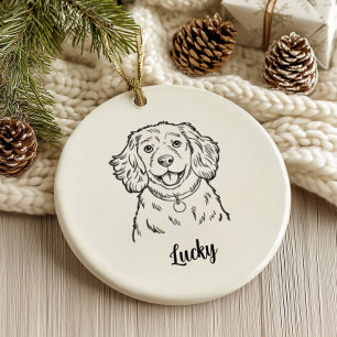 Personalised Spaniel Dog Christmas Ceramic Ornament