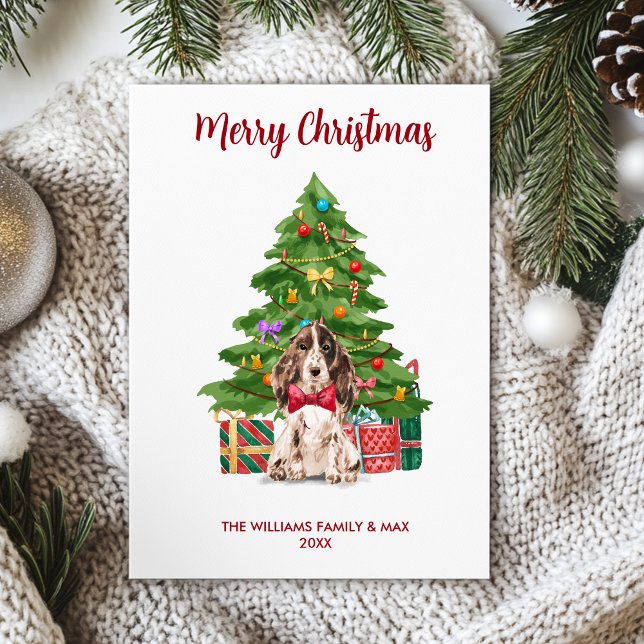 Personalised Spaniel Dog Family Christmas Holiday Card (Creator Uploaded)