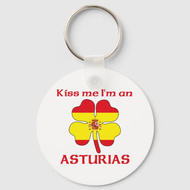 Personalised Spanish Kiss Me I'm Asturias Key Ring (Front)