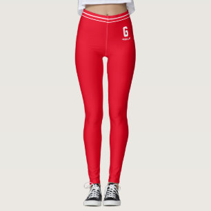 Personalised Spanish Red White Striped Monogram Leggings