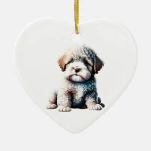 Personalised Spanish Water Dog Puppy Ceramic Ornament