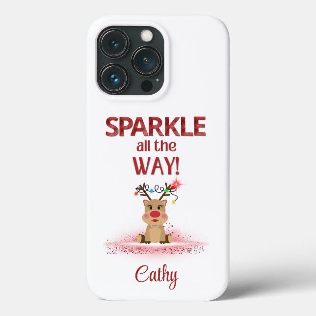 Personalised Sparkle All the Way Reindeer  Case-Mate iPhone Case (Back)