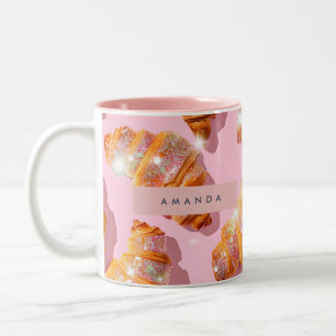 Personalised Sparkle Croissant Style Two-Tone Coffee Mug