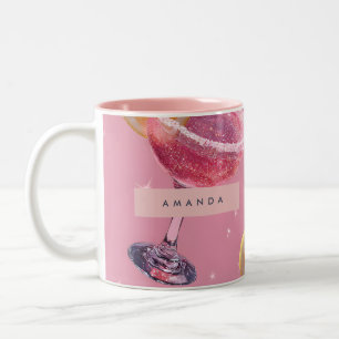 Personalised Sparkle Glam Pink Cocktail  Two-Tone Coffee Mug