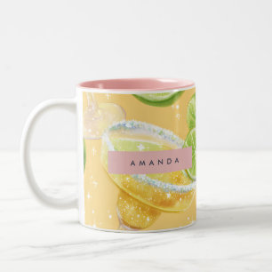 Personalised Sparkle Margarita & Lime Two-Tone Coffee Mug