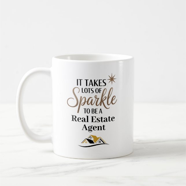 Personalised Sparkle Real Estate Agent Coffee Mug (Left)
