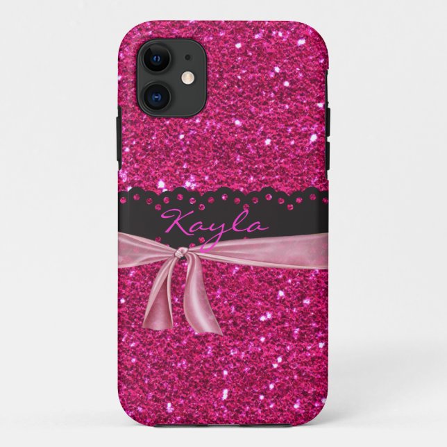 Personalised Sparkled PINK I phone 5 Case (Back)