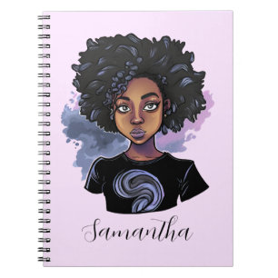 Personalised Sparkling African American Woman Notebook