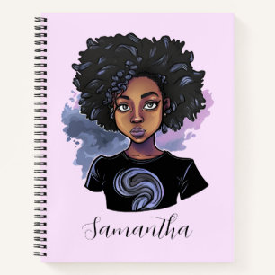Personalised Sparkling African American Woman Notebook