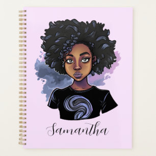 Personalised Sparkling African American Woman Planner