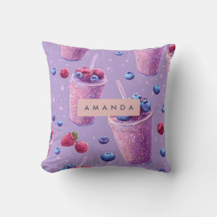 Personalised Sparkling Berry Bliss Purple Smoothie Cushion