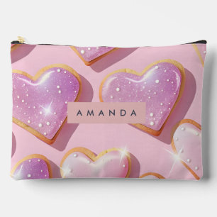 Personalised Sparkling Heart Cookie Delight Accessory Pouch