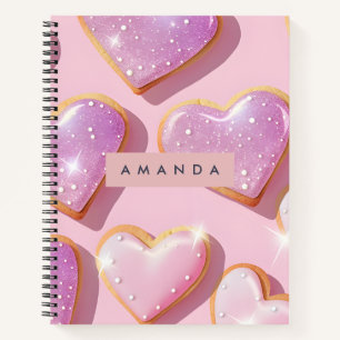Personalised Sparkling Heart Cookie Delight Notebook