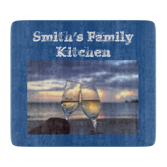 Personalised Sparkling wine Glasses Cheers Cutting Board (Front)