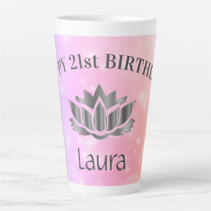 Personalised Sparkly 21st Birthday Card Latte Mug