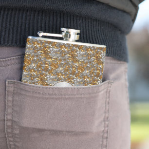 Personalised Sparkly Decorative Silver Gold Flask