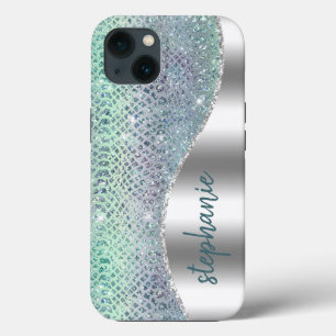Personalised Sparkly Diamond Snakeskin iPhone 13 Case