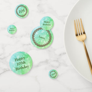 Personalised sparkly Green Happy 105th birthday Confetti