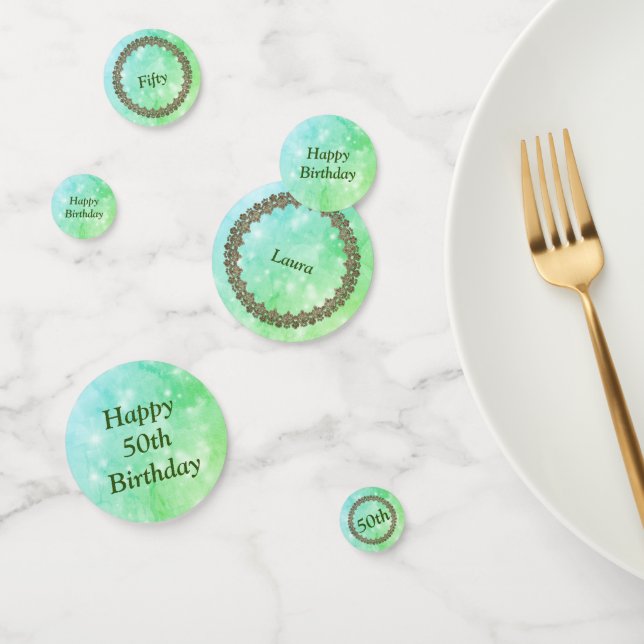 Personalised sparkly Green Happy 50th birthday Confetti (Group)