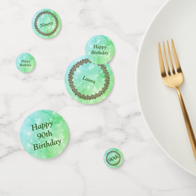 Personalised sparkly Green Happy 90th birthday Confetti (Group)