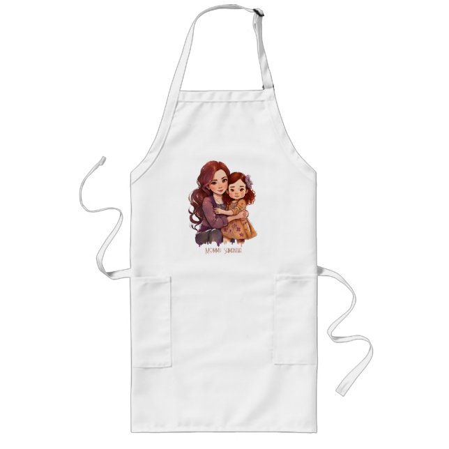 Personalised Sparkly Mother and Daughter Long Apron (Front)