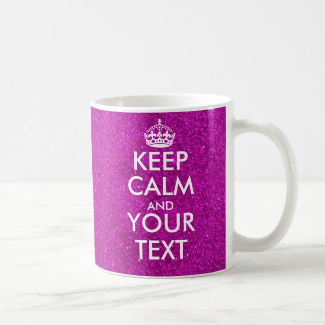 Personalised sparkly pink glitter Keep Calm Mug (Right)
