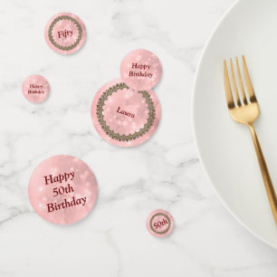 Personalised sparkly Pink Happy 50th birthday Confetti