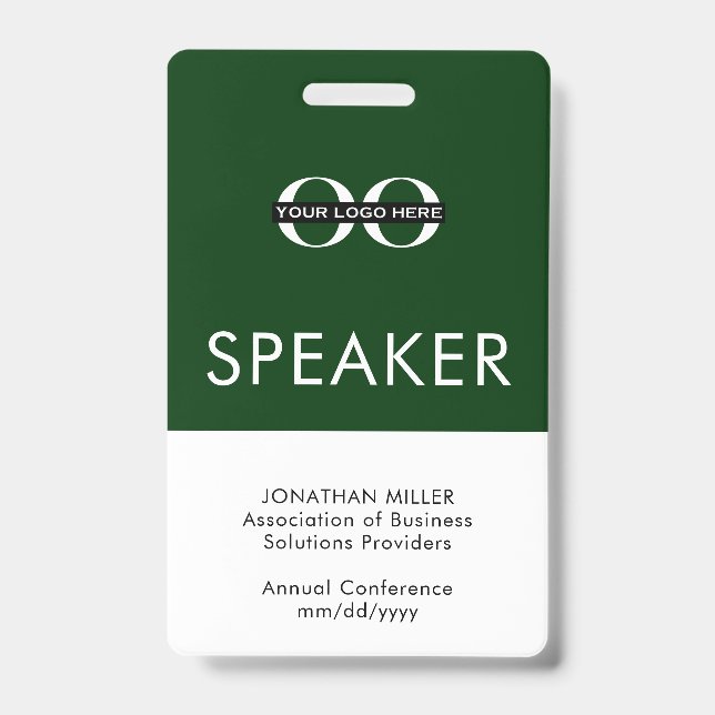 Personalised Speaker Badge Custom Text Logo ID Badge (Front)