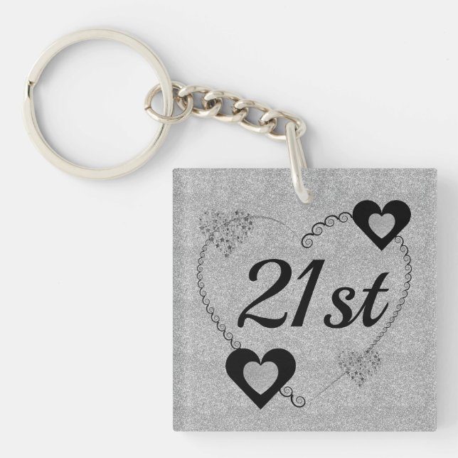 Personalised special birthday key ring 21st (Front)
