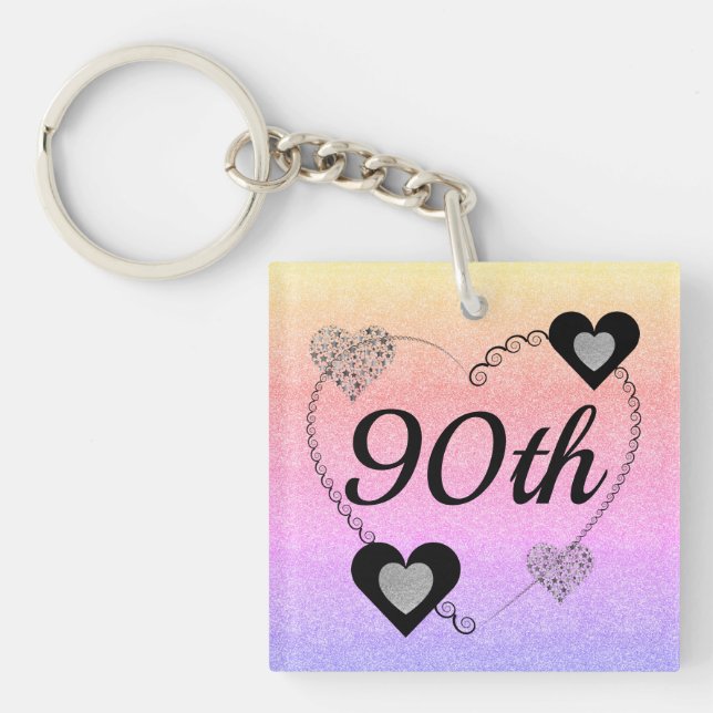 Personalised special birthday key ring 90th (Front)