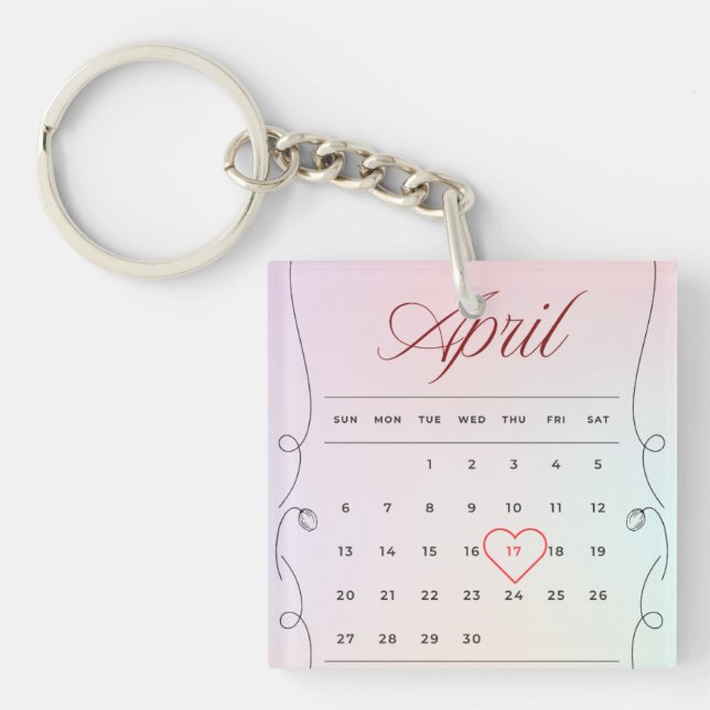 Personalised Special Date Remembrance Key Ring (Front)