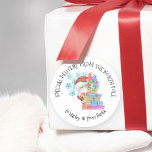 Personalised Special Delivery from North Pole Classic Round Sticker<br><div class="desc">Personalised Christmas stickers for kids with cute watercolor illustration of Santa peeking out from a pile of gifts and decorated with snowflakes. The wording is fully editable and lettered in whimsical typography. It currently reads "special delivery from the north pole .. to [name] from Santa". Please browse my store for...</div>