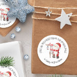 Personalised Special Delivery from North Pole Classic Round Sticker<br><div class="desc">Personalised Christmas stickers for kids with cute watercolor illustration of Santa and Reindeer. The wording is fully editable and lettered in whimsical typography. It currently reads "special delivery from the north pole .. to [name] from Santa". Please browse my store for coordinating gift wrap and tags.</div>
