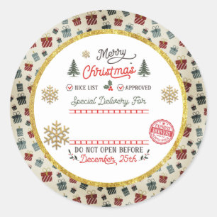 Personalised Special Delivery North Pole Santa Classic Round Sticker