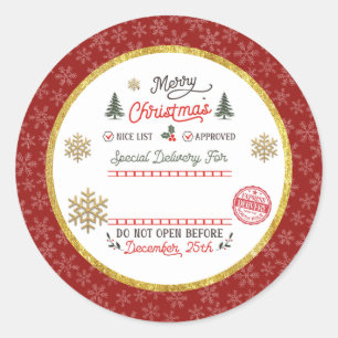 Personalised Special Delivery North Pole Santa Classic Round Sticker