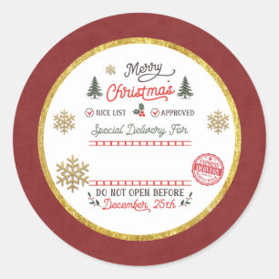 Personalised Special Delivery North Pole Santa Classic Round Sticker