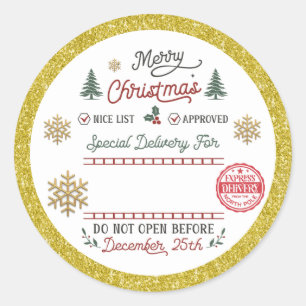 Personalised Special Delivery North Pole Santa Classic Round Sticker