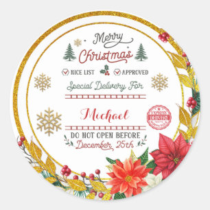 Personalised Special Delivery North Pole Santa Classic Round Sticker