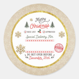 Personalised Special Delivery North Pole Santa Classic Round Sticker