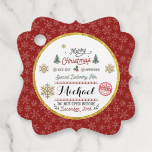 Personalised Special Delivery North Pole Santa Favour Tags