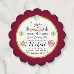 Personalised Special Delivery North Pole Santa Favour Tags
