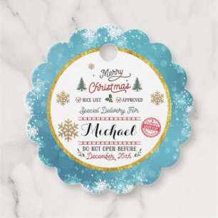 Personalised Special Delivery North Pole Santa Favour Tags