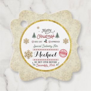 Personalised Special Delivery North Pole Santa Favour Tags