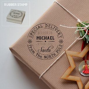 Personalised Special Delivery North Pole Santa Rubber Stamp