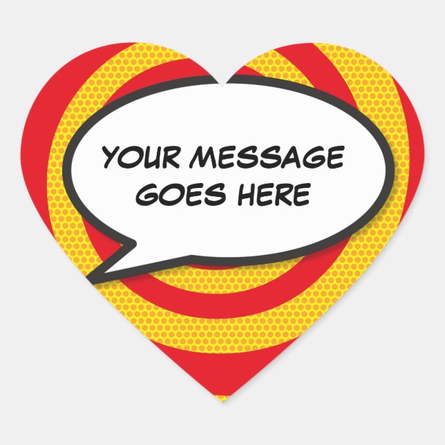 Personalised Speech Bubble Fun Modern Heart Sticker (Front)