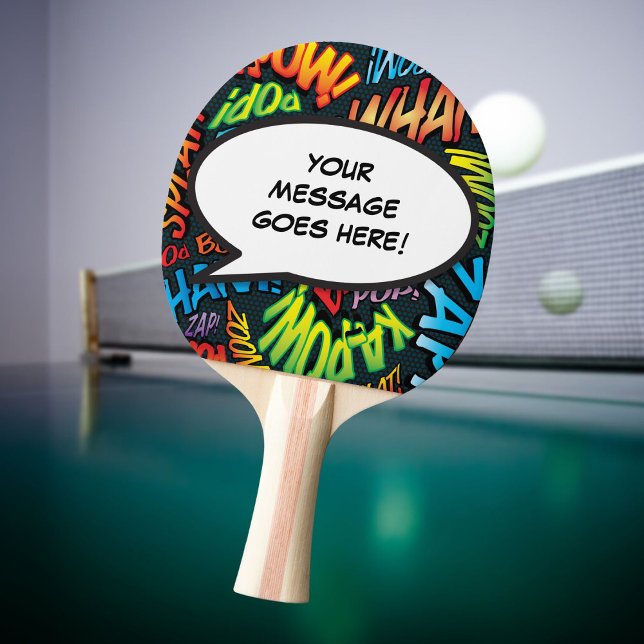 Personalised Speech Bubble Funny Cool Comic Book Ping Pong Paddle (Personalized Speech Bubble Funny Cool Comic Book Ping Pong Paddle)